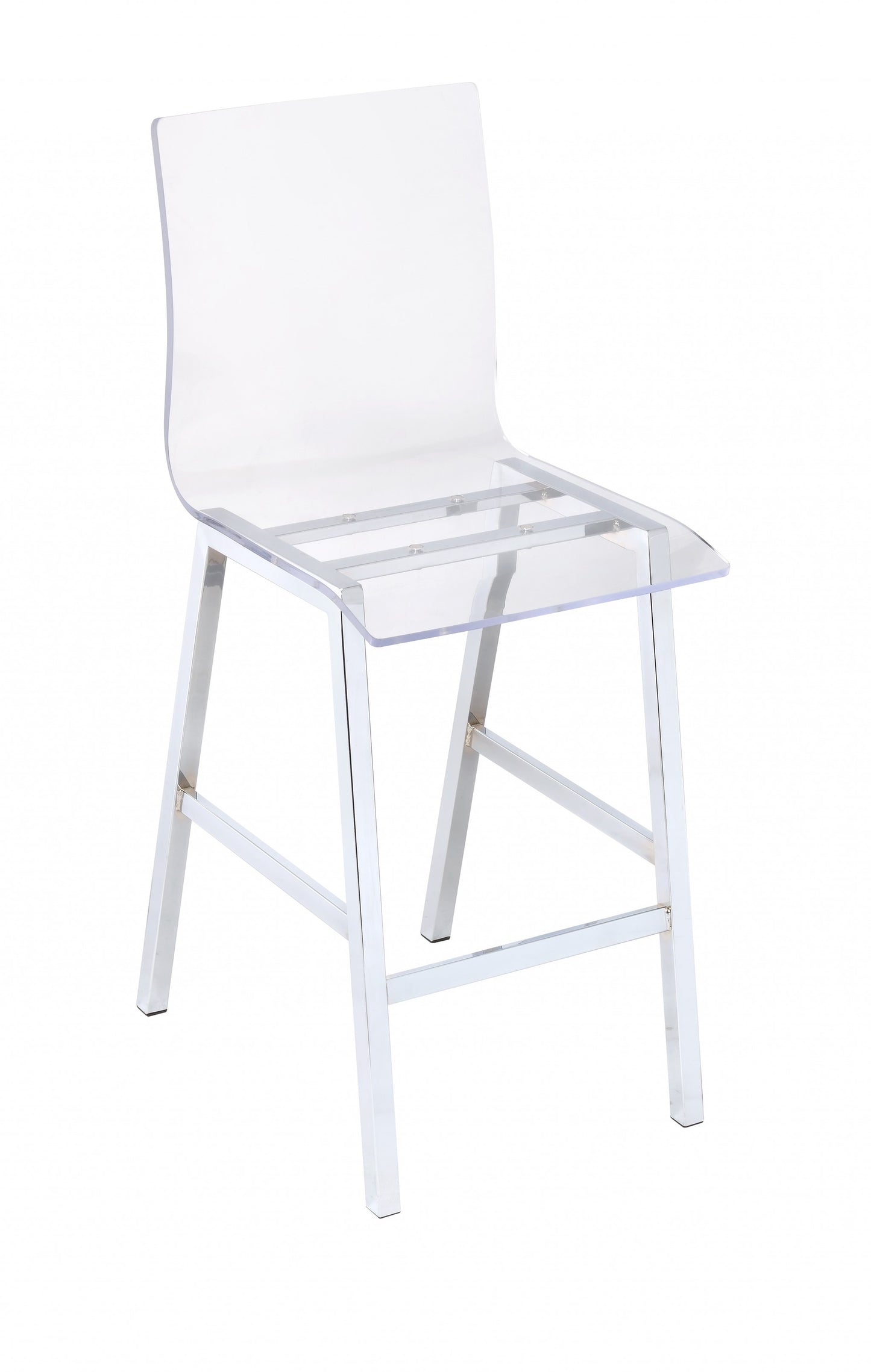 Acrylic And Chrome Counter Height Chair By Homeroots | Bar Stools | Modishstore