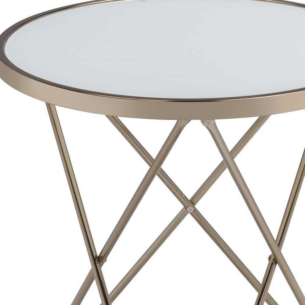 Frosted Glass And Champagne End Table By Homeroots | End Tables | Modishstore - 6
