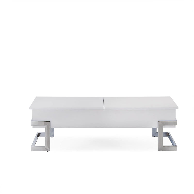 White And Chrome Particle Board Coffee Table By Homeroots | Coffee Tables | Modishstore