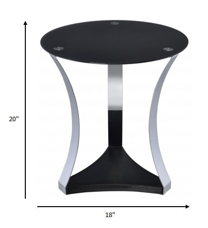 Black Glass & Chrome End Table By Homeroots | End Tables | Modishstore - 2