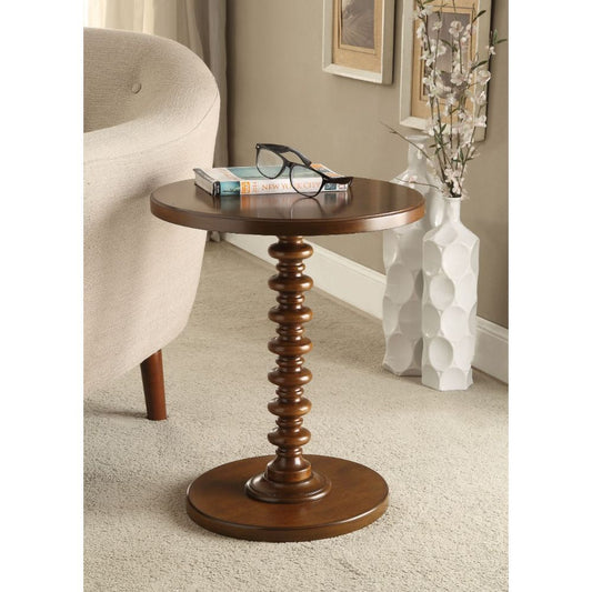 Fun Walnut Wood Pedestal End Table By Homeroots | End Tables | Modishstore