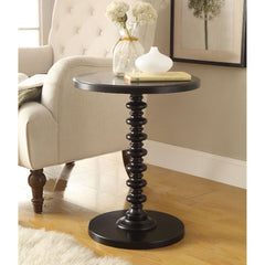 Black Solid Wooden Stylish Accent Side Table By Homeroots