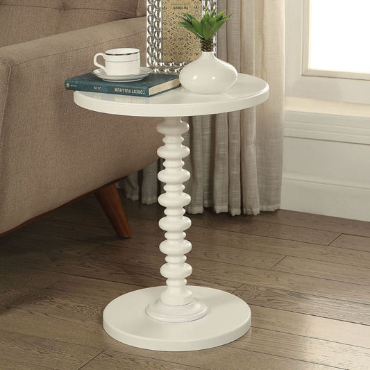 Fun White Wood Pedestal End Table By Homeroots | End Tables | Modishstore