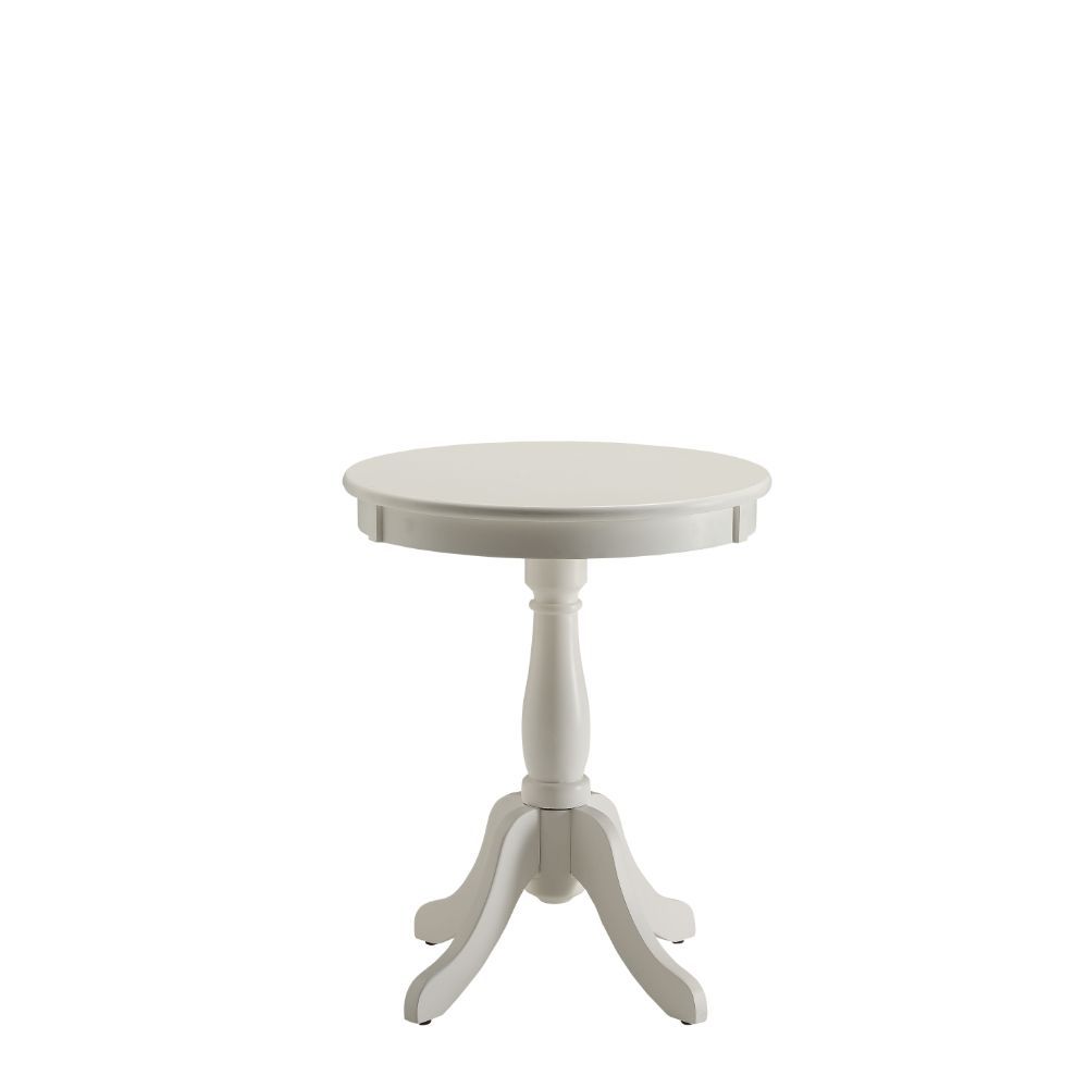 Cottage White Wood Pedestal Side or End Table By Homeroots | End Tables | Modishstore