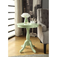 Light Green Solid Wooden Pedestal Side Table By Homeroots