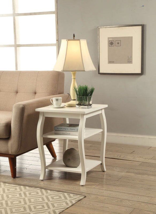 Cottage White Bow Leg Square End Table By Homeroots | End Tables | Modishstore