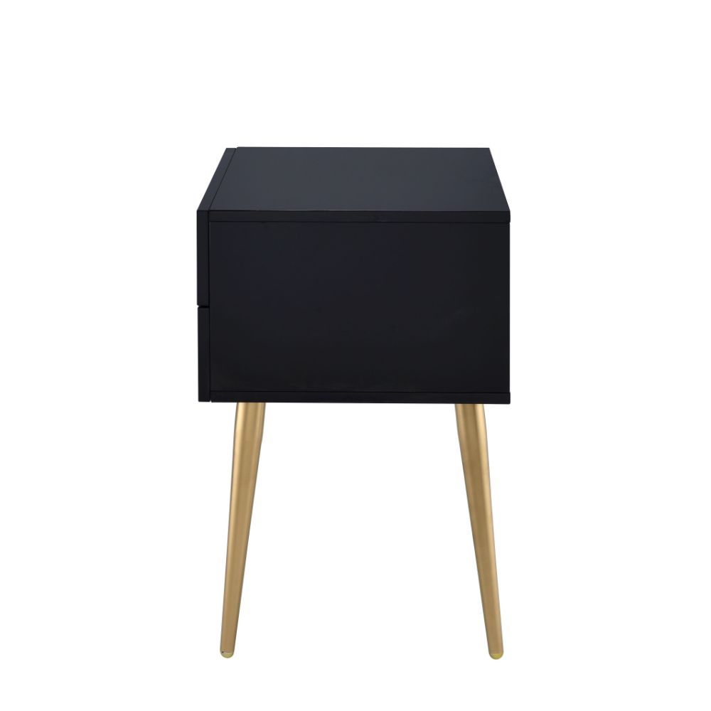 Sleek Black And Gold Two Drawer End Table By Homeroots | End Tables | Modishstore - 3