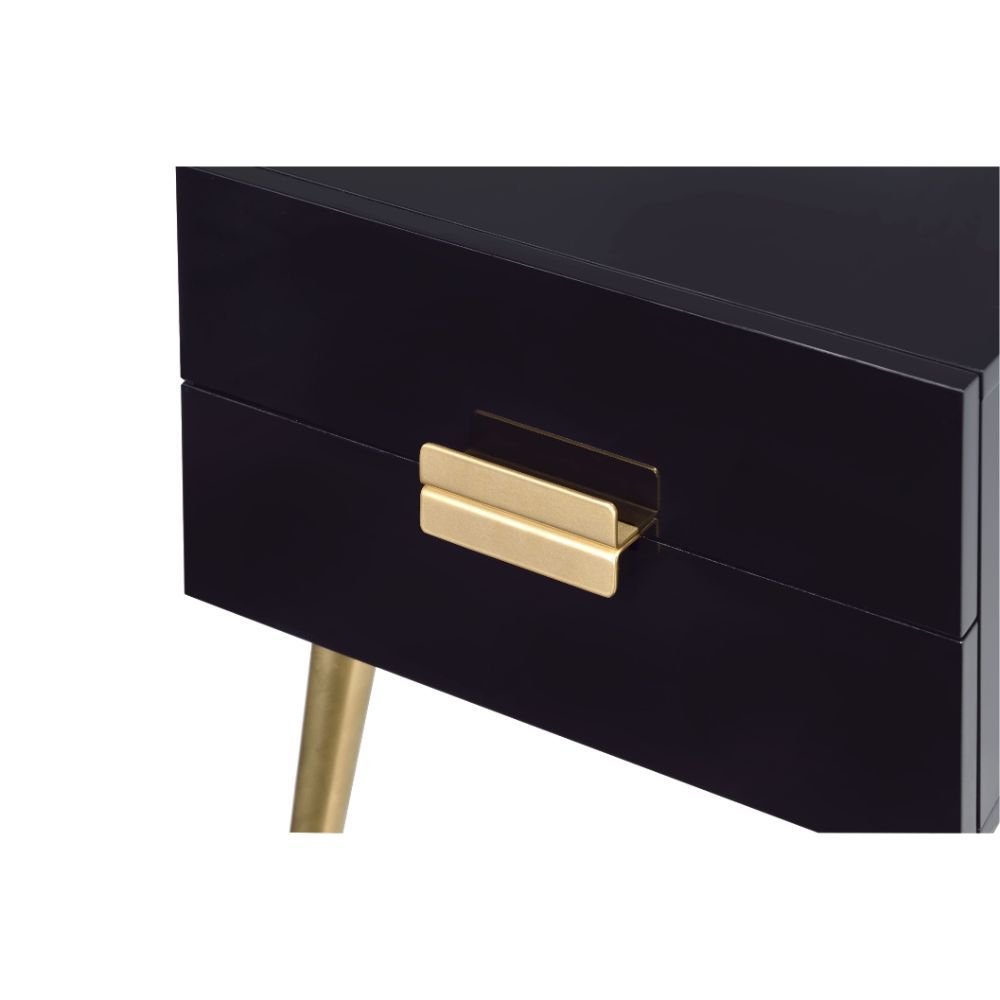 Sleek Black And Gold Two Drawer End Table By Homeroots | End Tables | Modishstore - 4