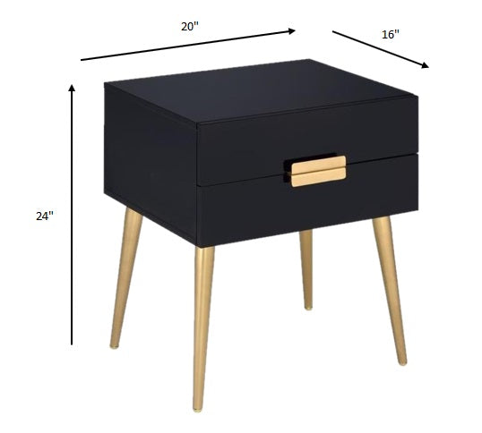 Sleek Black And Gold Two Drawer End Table By Homeroots | End Tables | Modishstore - 7