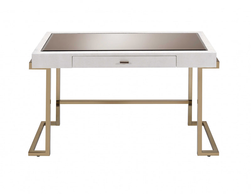 White And Champagne Desk By Homeroots | Desks | Modishstore