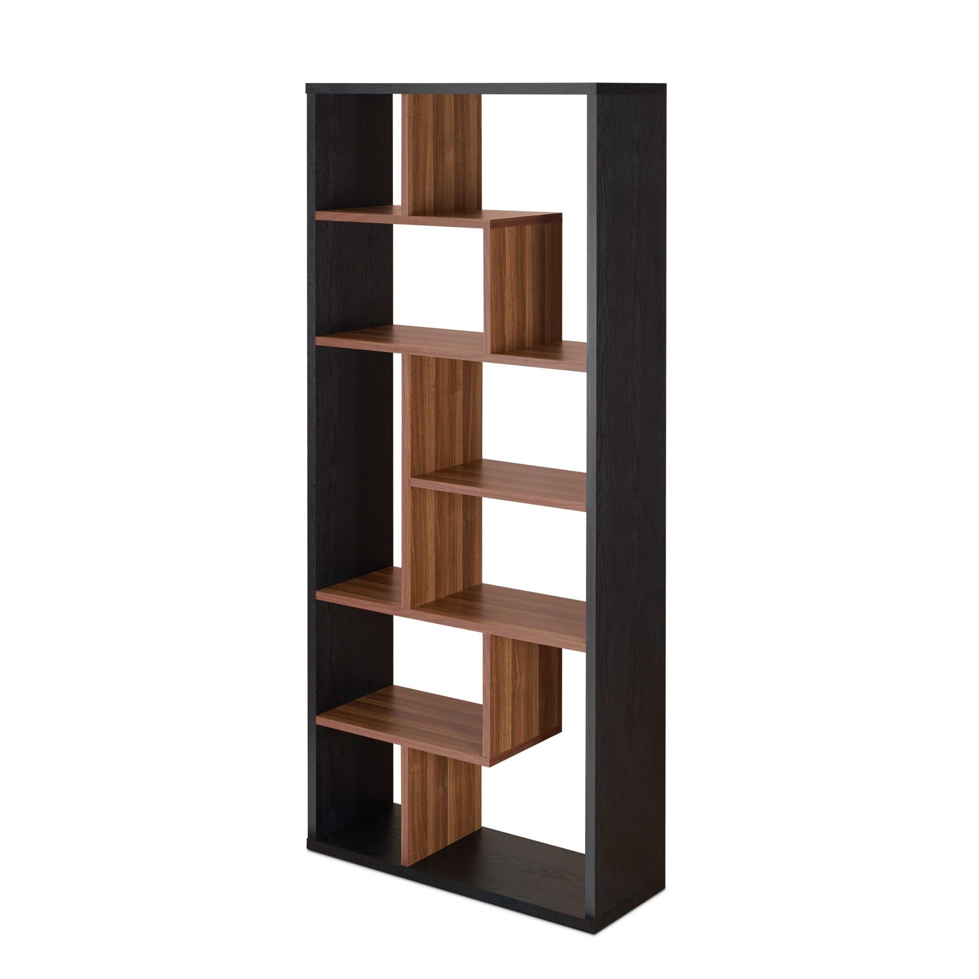 Black And Walnut Veneer Cube Bookcase By Homeroots | Bookcases | Modishstore - 2