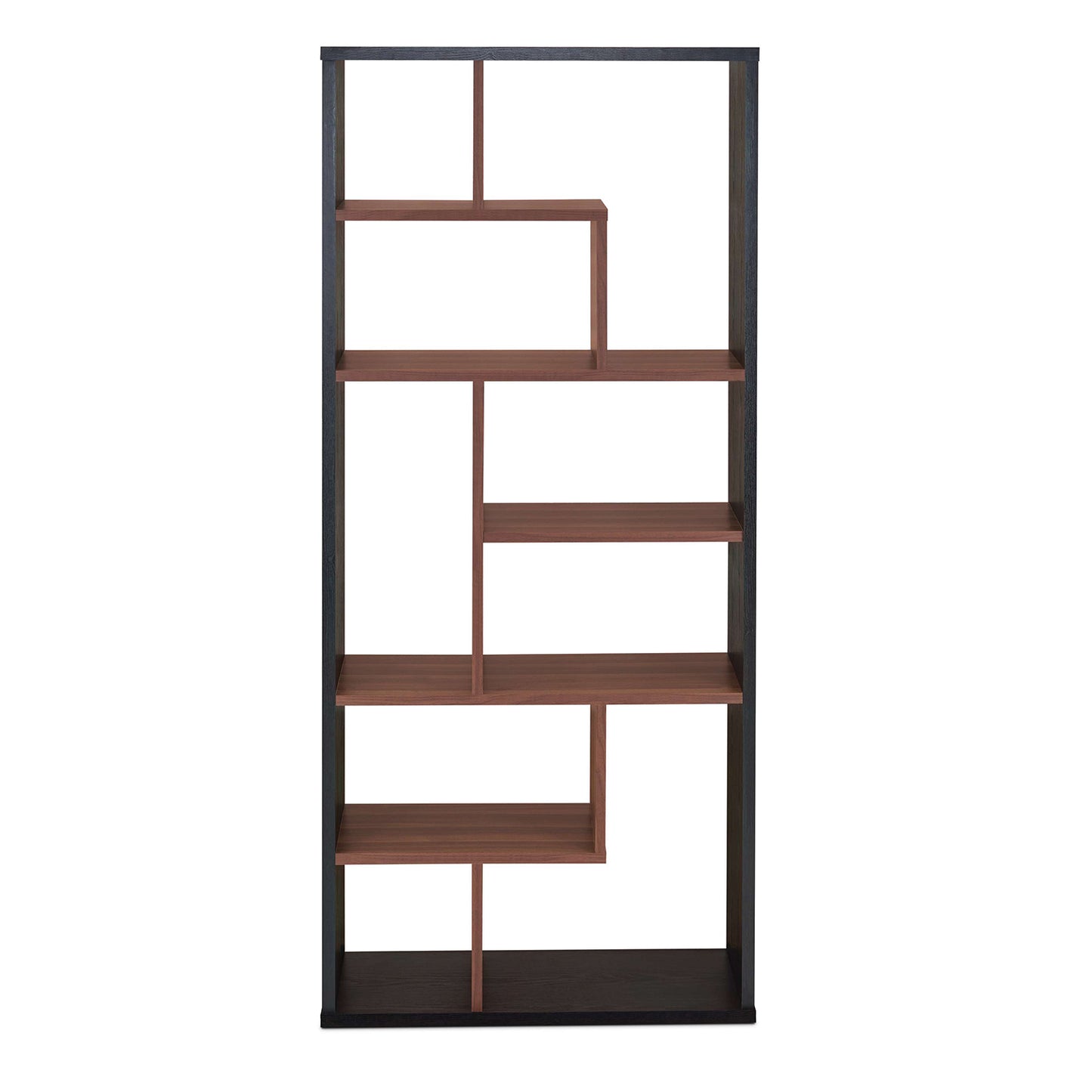 Black And Walnut Veneer Cube Bookcase By Homeroots | Bookcases | Modishstore - 3