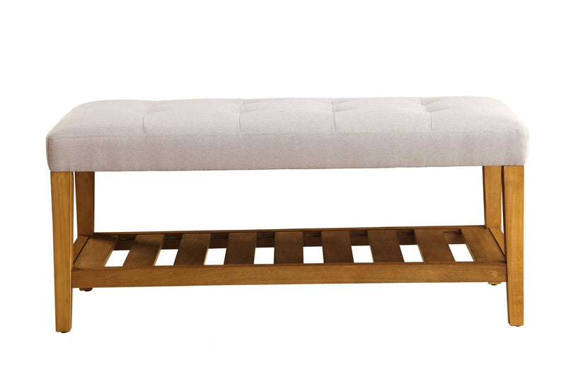 Light Gray And Oak Simple Bench By Homeroots | Benches | Modishstore