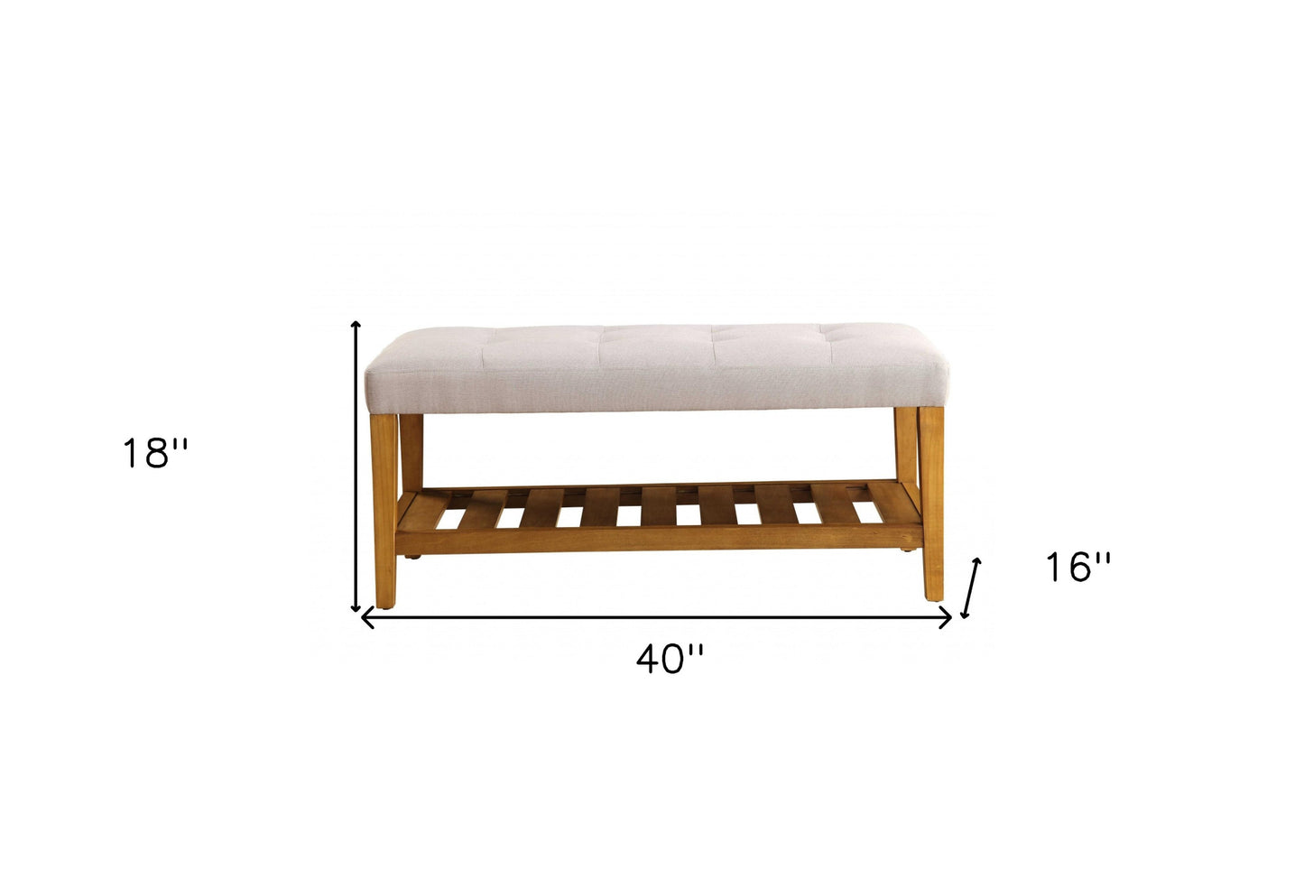 Light Gray And Oak Simple Bench By Homeroots | Benches | Modishstore - 5