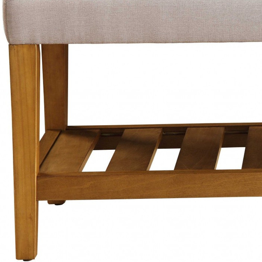 Light Gray And Oak Simple Bench By Homeroots | Benches | Modishstore - 4