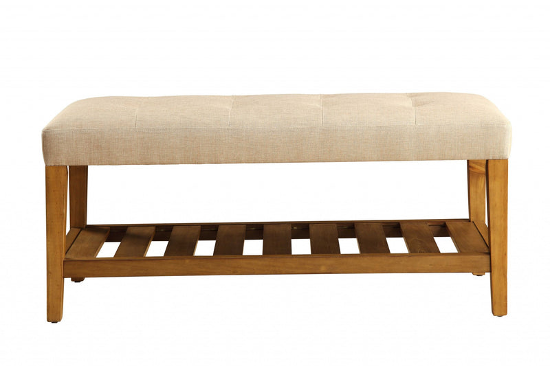 Beige And Oak Simple Bench By Homeroots | Benches | Modishstore