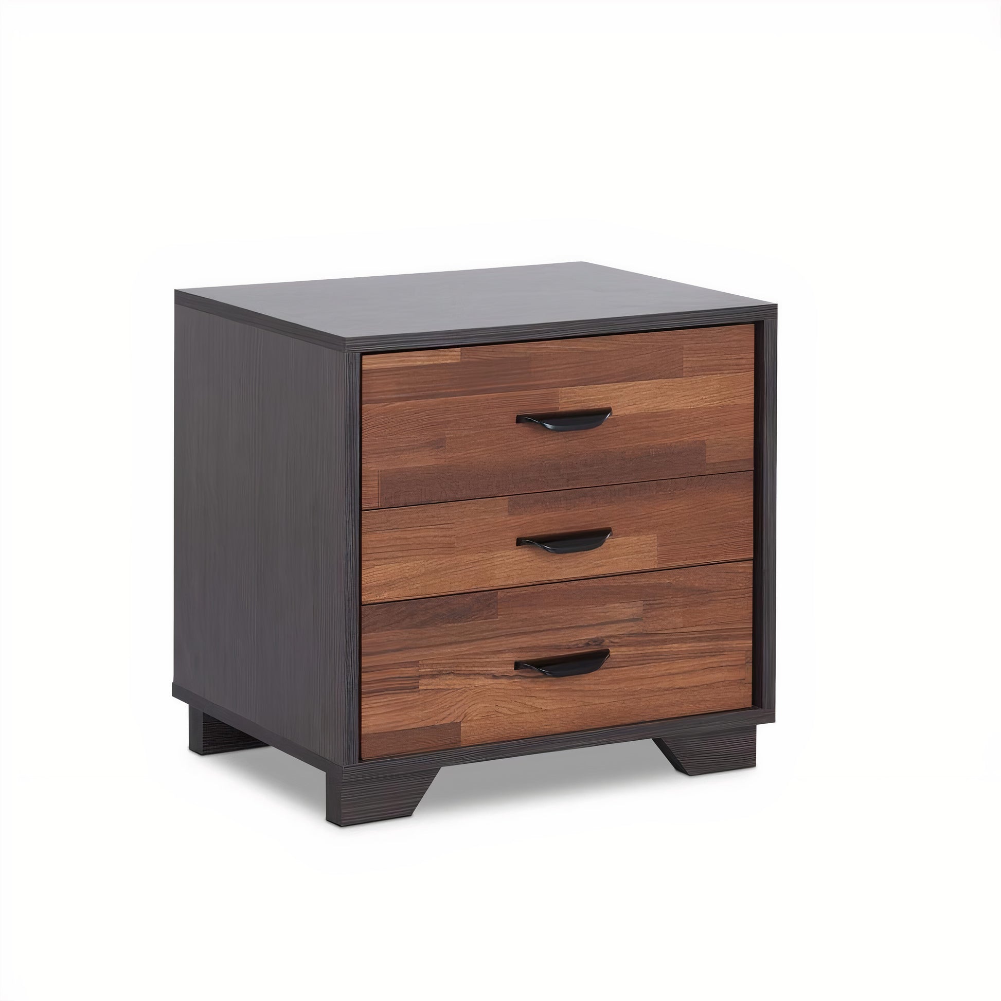 Walnut And Espresso Contemporary Nightstand By Homeroots | Nightstands | Modishstore - 2