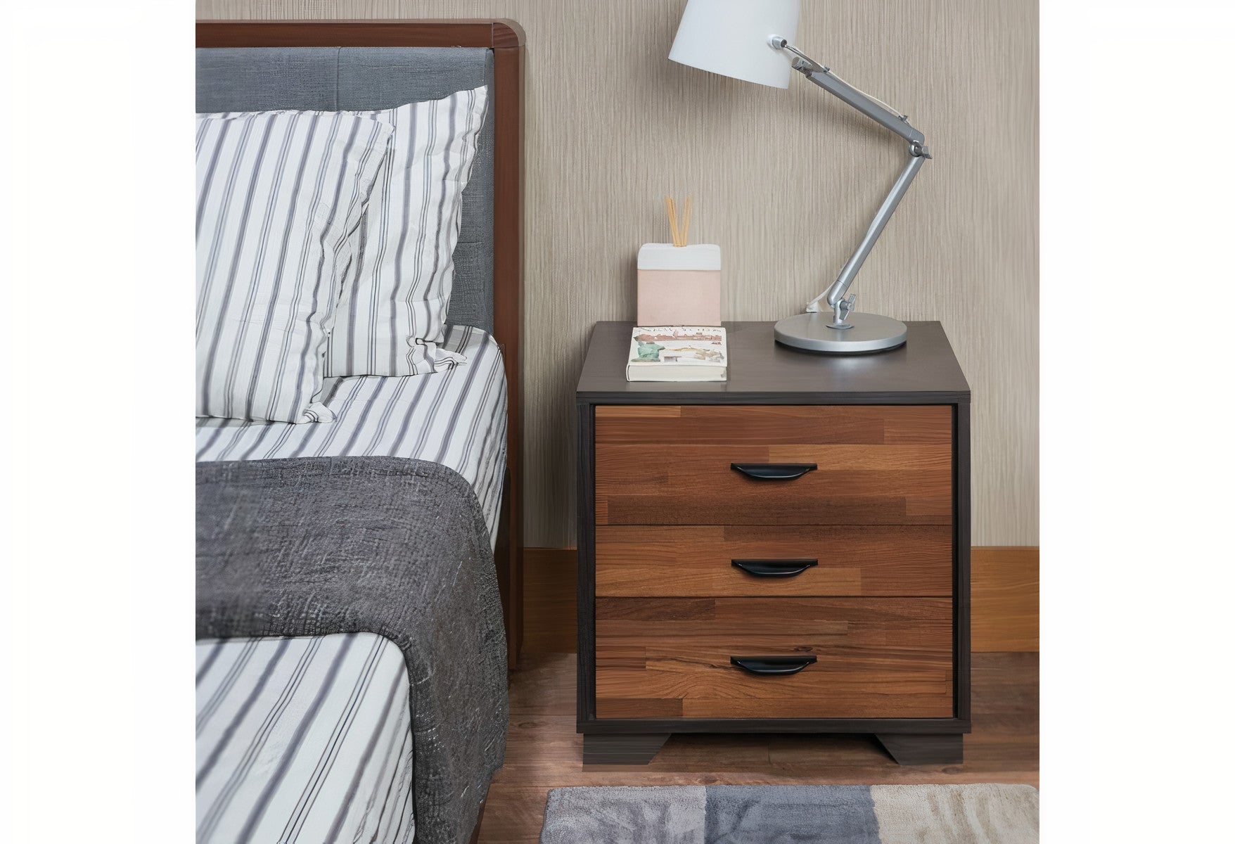 Walnut And Espresso Contemporary Nightstand By Homeroots | Nightstands | Modishstore