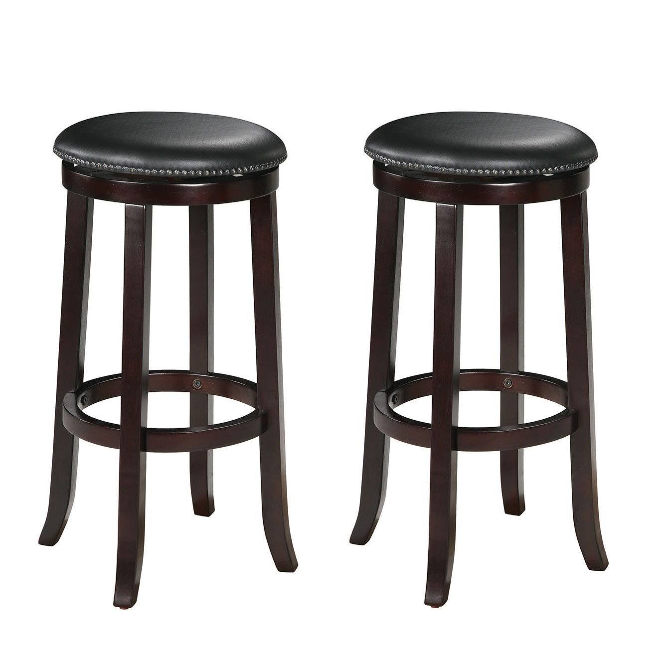 2Pc Espresso Swivel Bar Chair By Homeroots | Bar Stools | Modishstore - 2