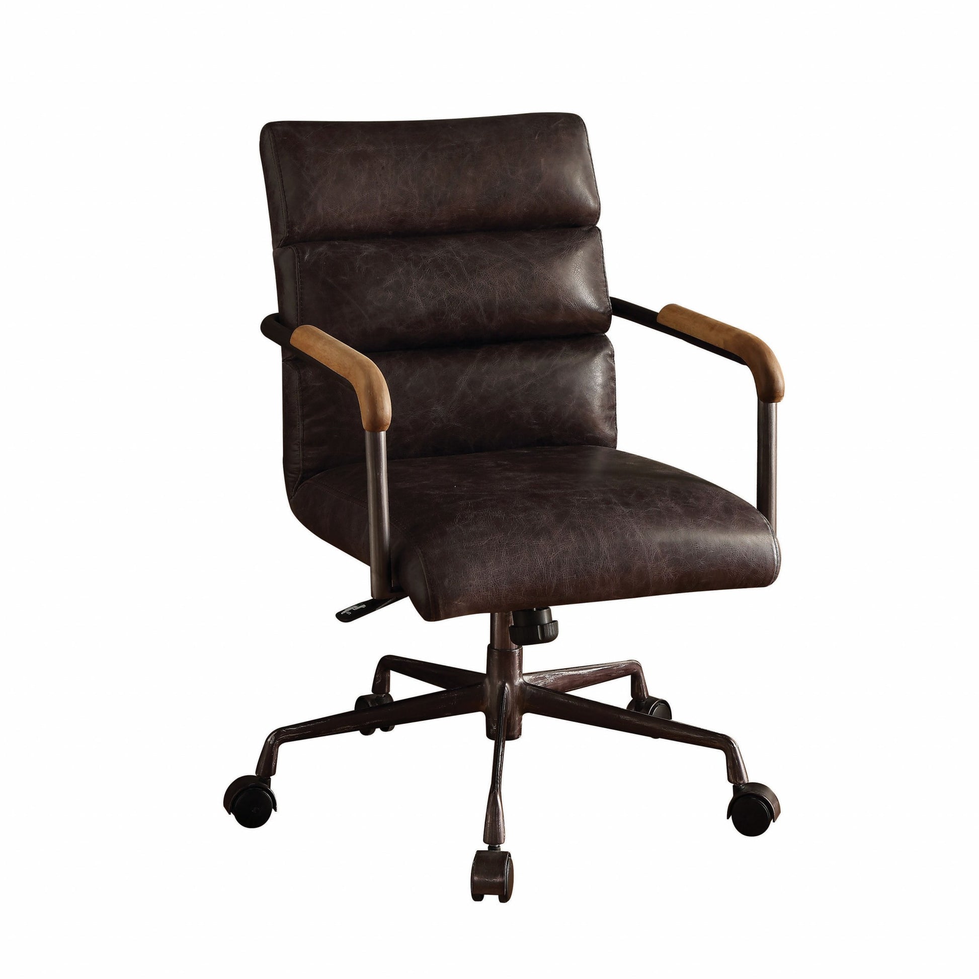 Antique Ebony Top Grain Leather Office Chair By Homeroots | Office Chairs | Modishstore