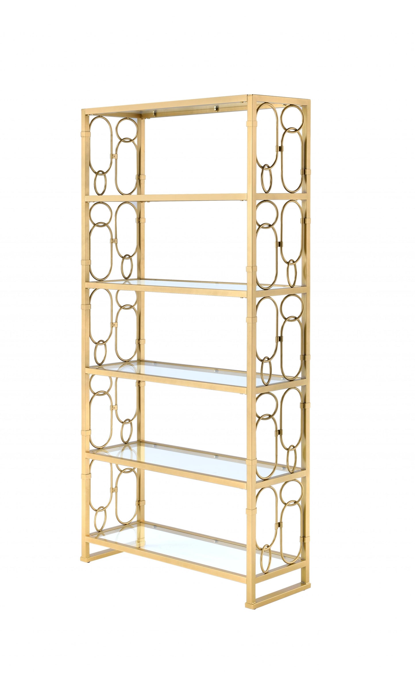 Clear Glass And Gold Bookcase By Homeroots - 286633