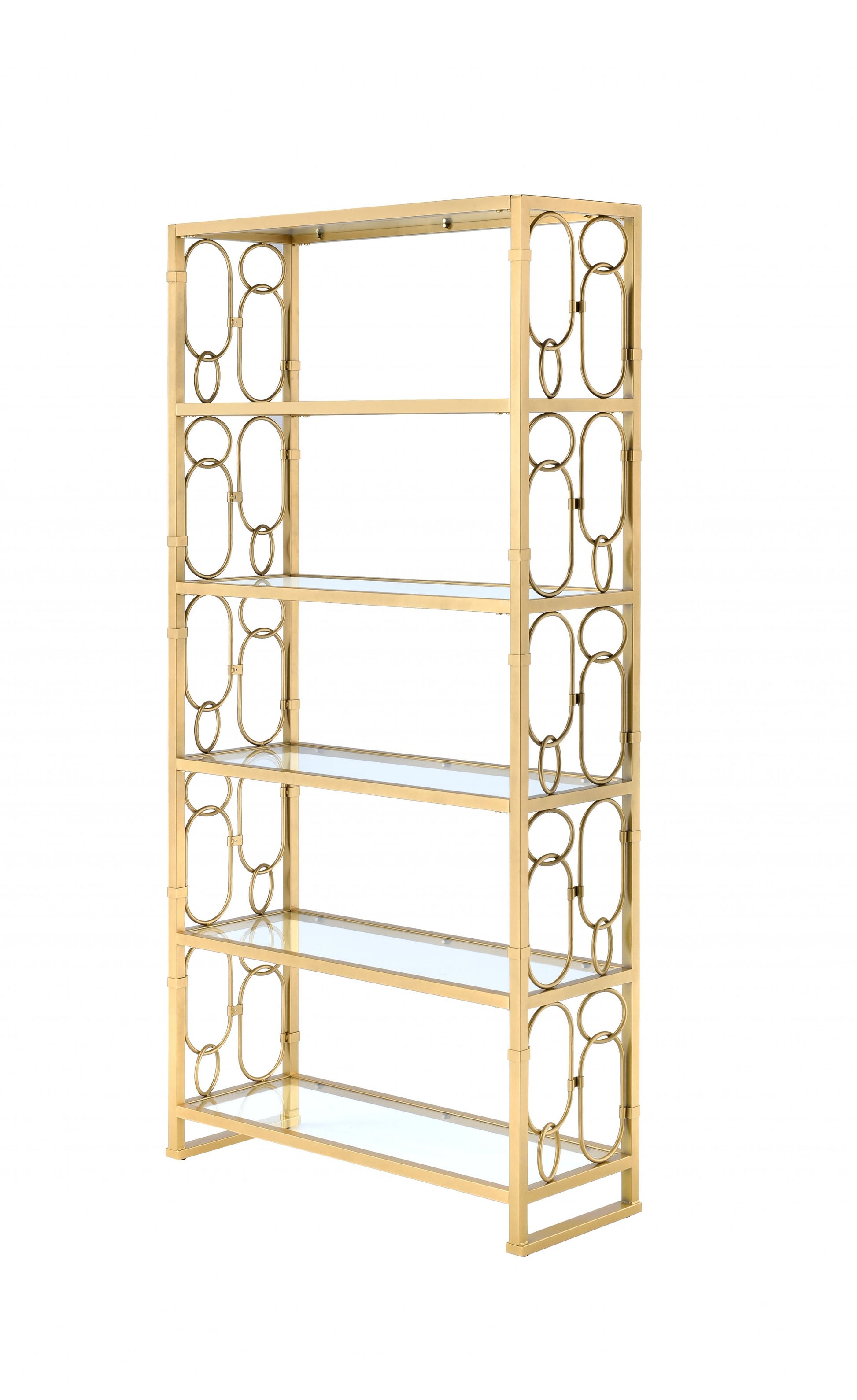 Clear Glass And Gold Bookcase By Homeroots - 286633 | Bookcases | Modishstore