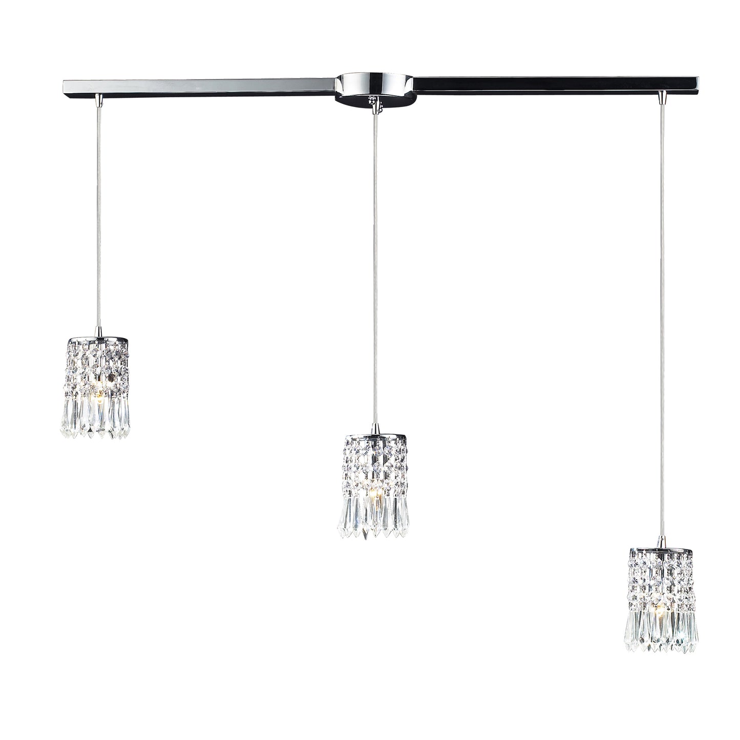 Optix 3-Light Linear Mini Pendant Fixture in Polished Chrome with 32% Lead Crystal ELK Lighting | Pendant Lamps | Modishstore