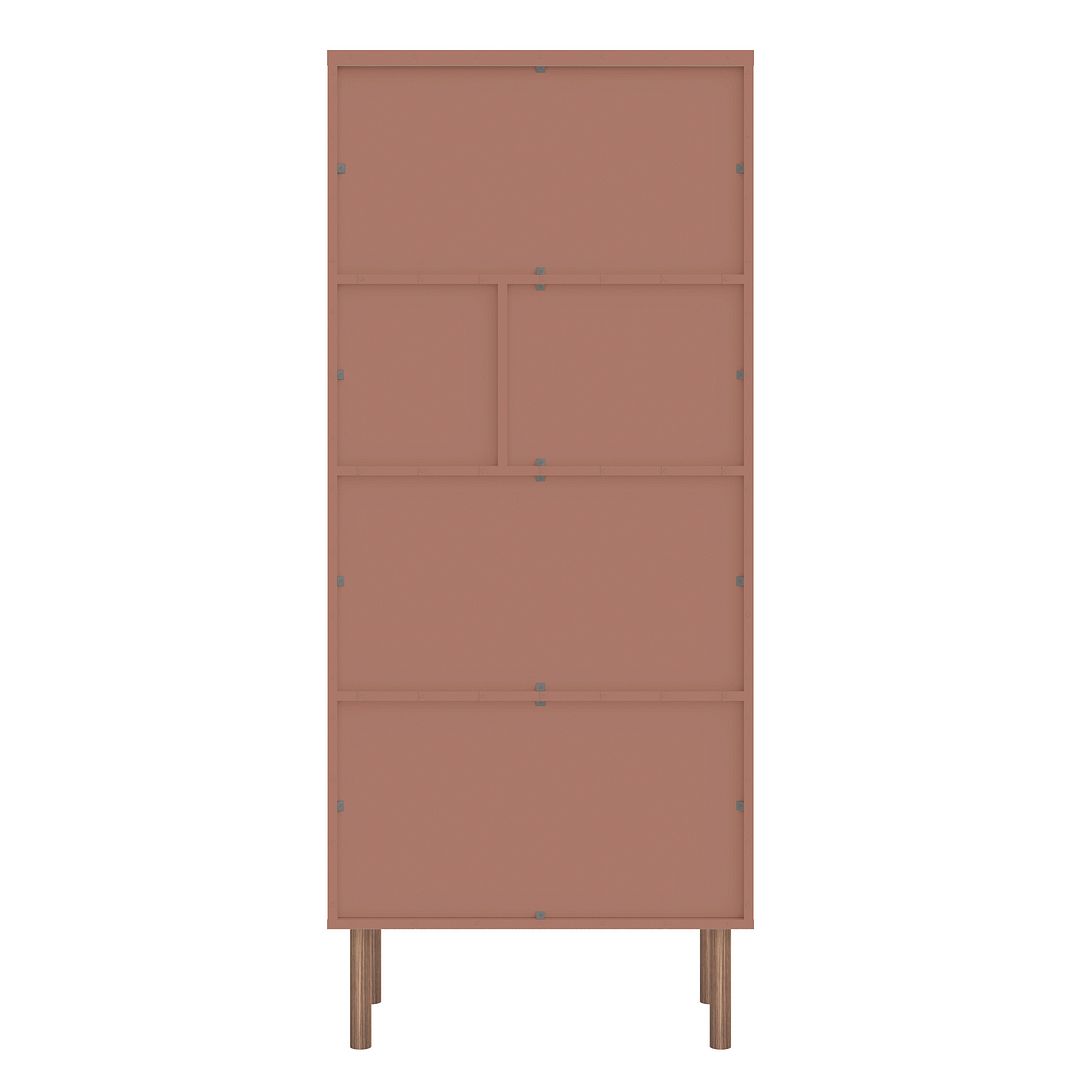 Manhattan Comfort Windsor Modern Display Bookcase Cabinet with 5 Shelves in Ceramic Pink and Nature | Bookcases | Modishstore-3