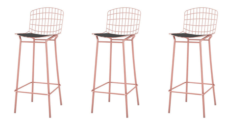 Manhattan Comfort Madeline 41.73" Barstool, Set of 3 in Silver and Black | Bar Stools | Modishstore-5