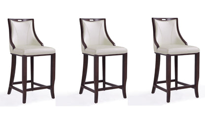 Manhattan Comfort Emperor 41 in. Cream and Walnut Beech Wood Bar Stool (Set of 3) | Bar Stools | Modishstore-7