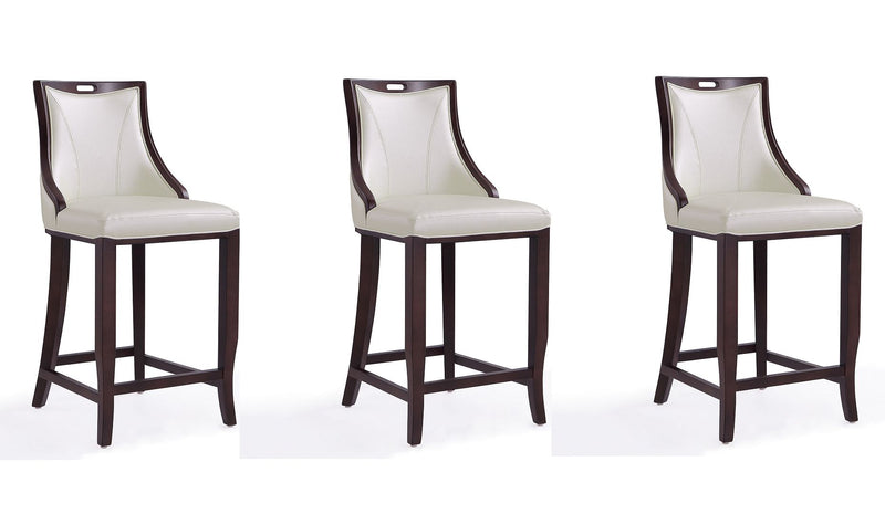 Manhattan Comfort Emperor 41 in. Cream and Walnut Beech Wood Bar Stool (Set of 3) | Bar Stools | Modishstore-7