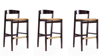 Manhattan Comfort Klismos 40.75 in. Black and Dark Walnut Beech Wood Barstool (Set of 3) | Bar Stools | Modishstore-4