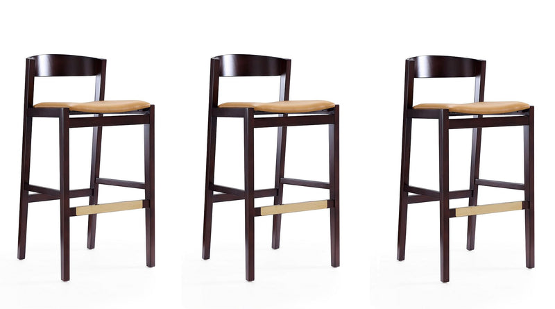 Manhattan Comfort Klismos 40.75 in. Black and Dark Walnut Beech Wood Barstool (Set of 3) | Bar Stools | Modishstore-4