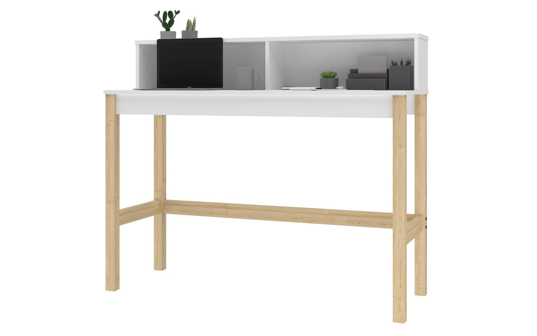 Manhattan Comfort Bowery Desk with 0 Shelves in Black and Oak | Desks | Modishstore-4