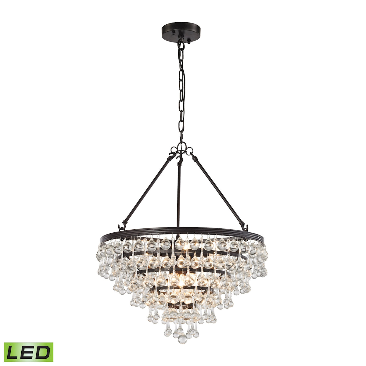 Ramira 6-Light Chandelier in Oil Rubbed Bronze with Clear Glass Drops - Includes LED Bulbs ELK Lighting | Chandeliers | Modishstore