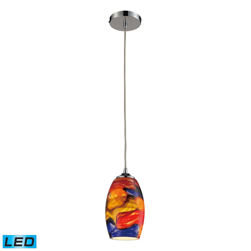 Surrealist 1-Light Mini Pendant in Polished Chrome with Multi-colored Glass - Includes LED Bulb | Pendant Lamps | Modishstore
