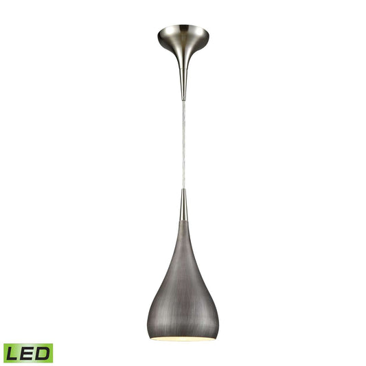 Lindsey 1-Light Mini Pendant in Satin Nickel with Weathered Zinc Shade - Includes LED Bulb | Pendant Lamps | Modishstore