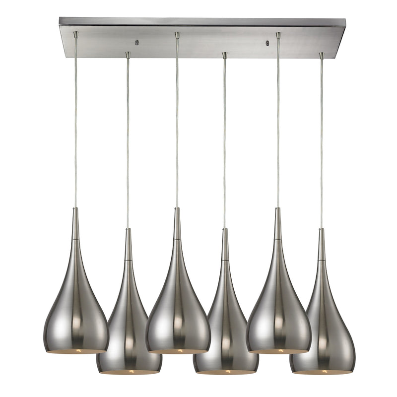 Lindsey 6-Light Rectangular Pendant Fixture in Satin Nickel with Satin Nickel Finished Glass ELK Lighting | Pendant Lamps | Modishstore