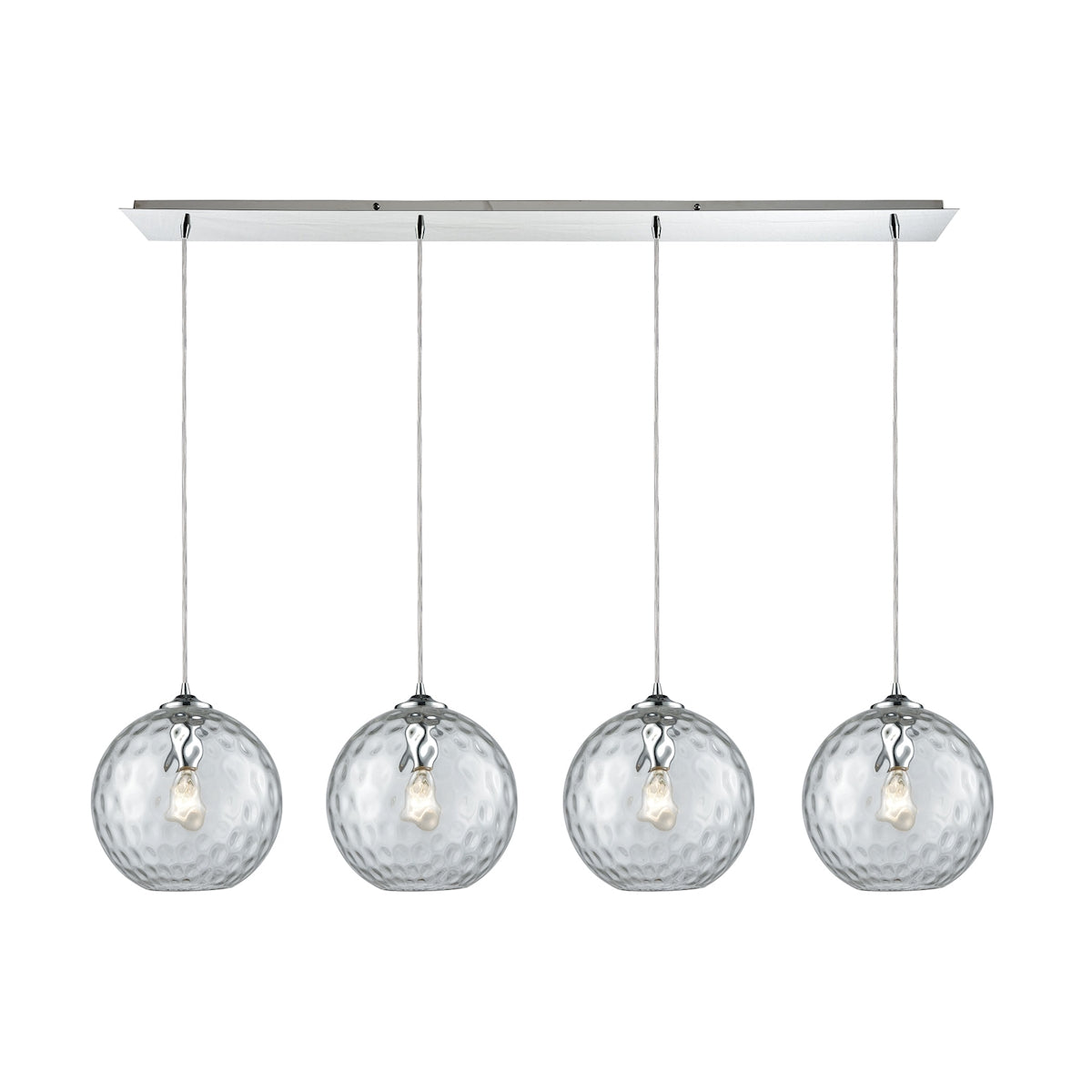 Watersphere 4-Light Linear Pendant Fixture in Chrome with Hammered Clear Glass ELK Lighting | Pendant Lamps | Modishstore