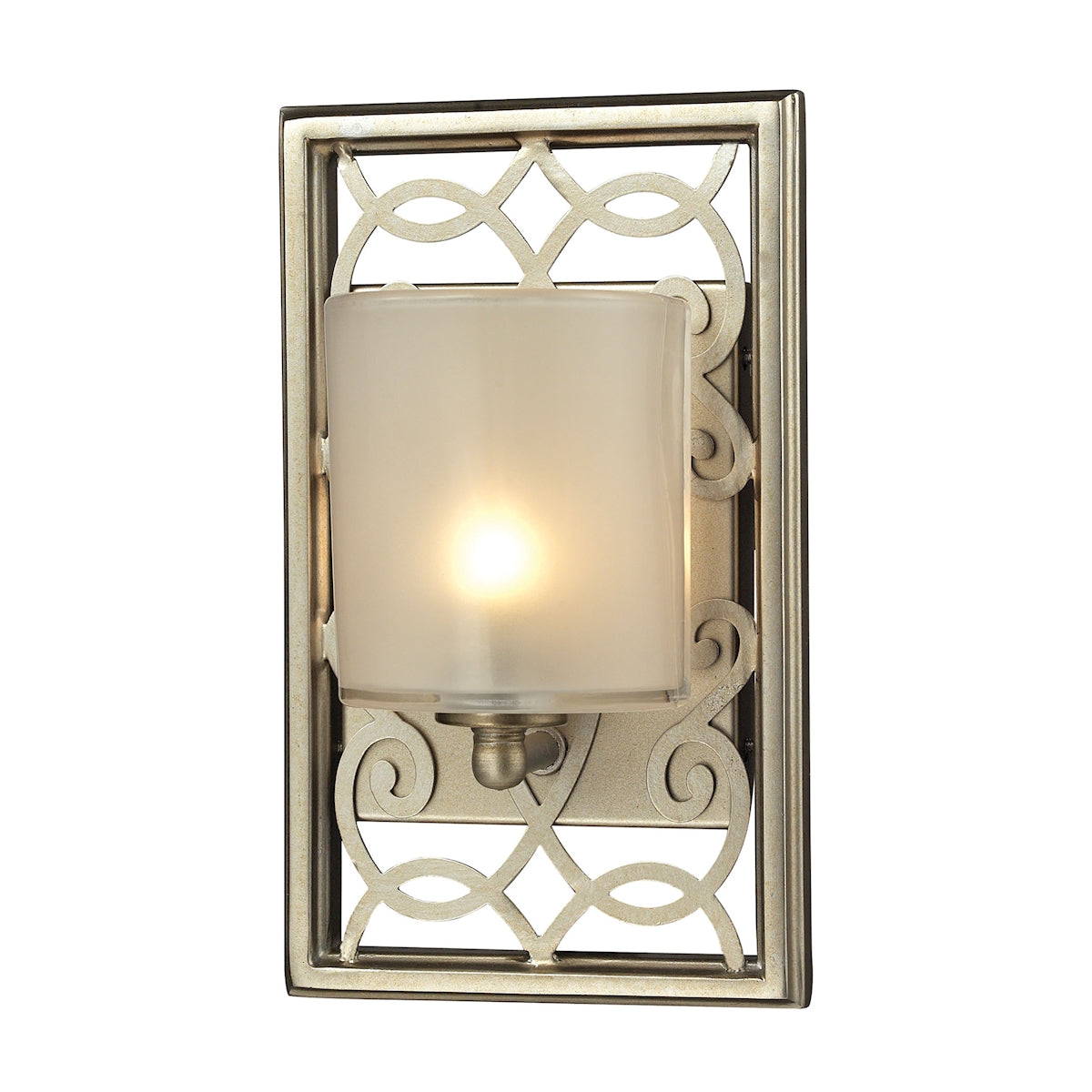 Santa Monica 1-Light Vanity Sconce in Aged Silver with Off-white Glass ELK Lighting | Sconces | Modishstore