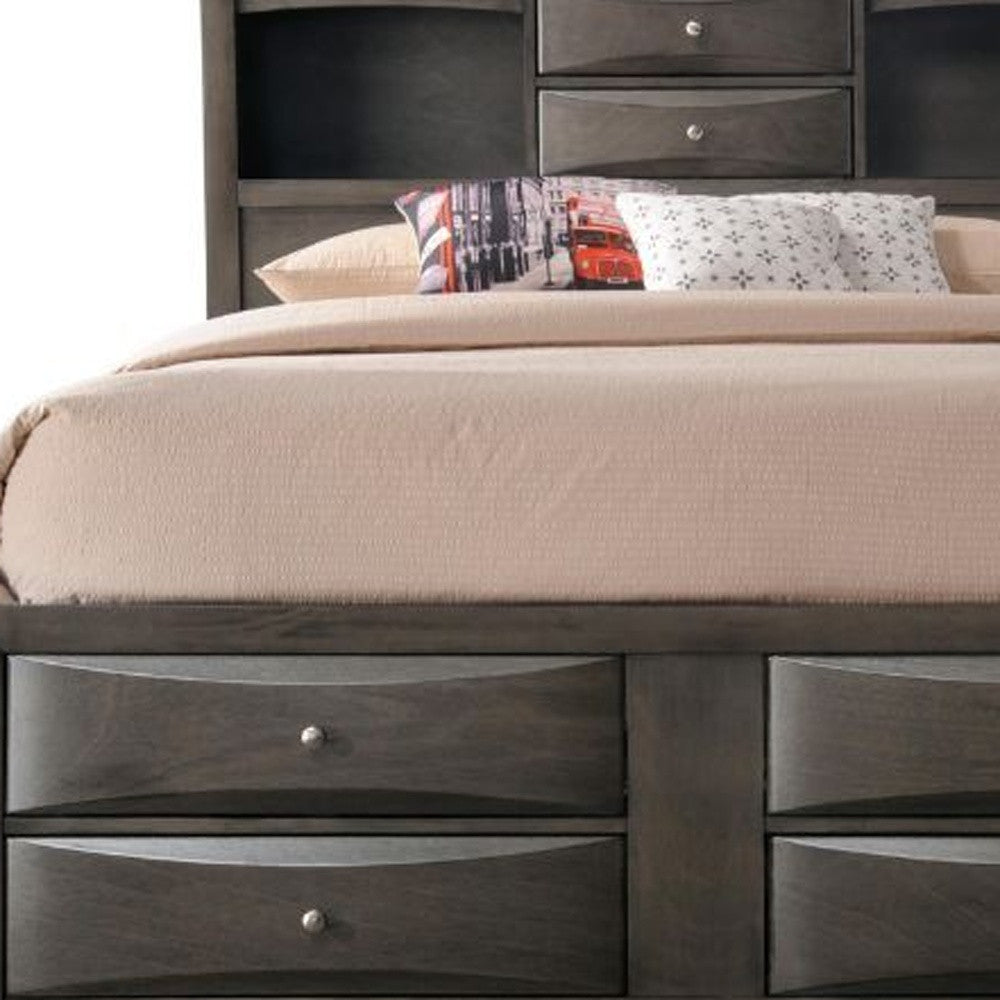 Eastern King Gray Oak Storage Bed By Homeroots | Beds | Modishstore - 3