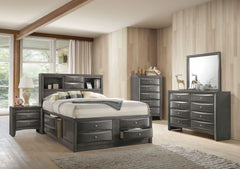 Gray Oak Rubber Wood Full Storage Bed By Homeroots