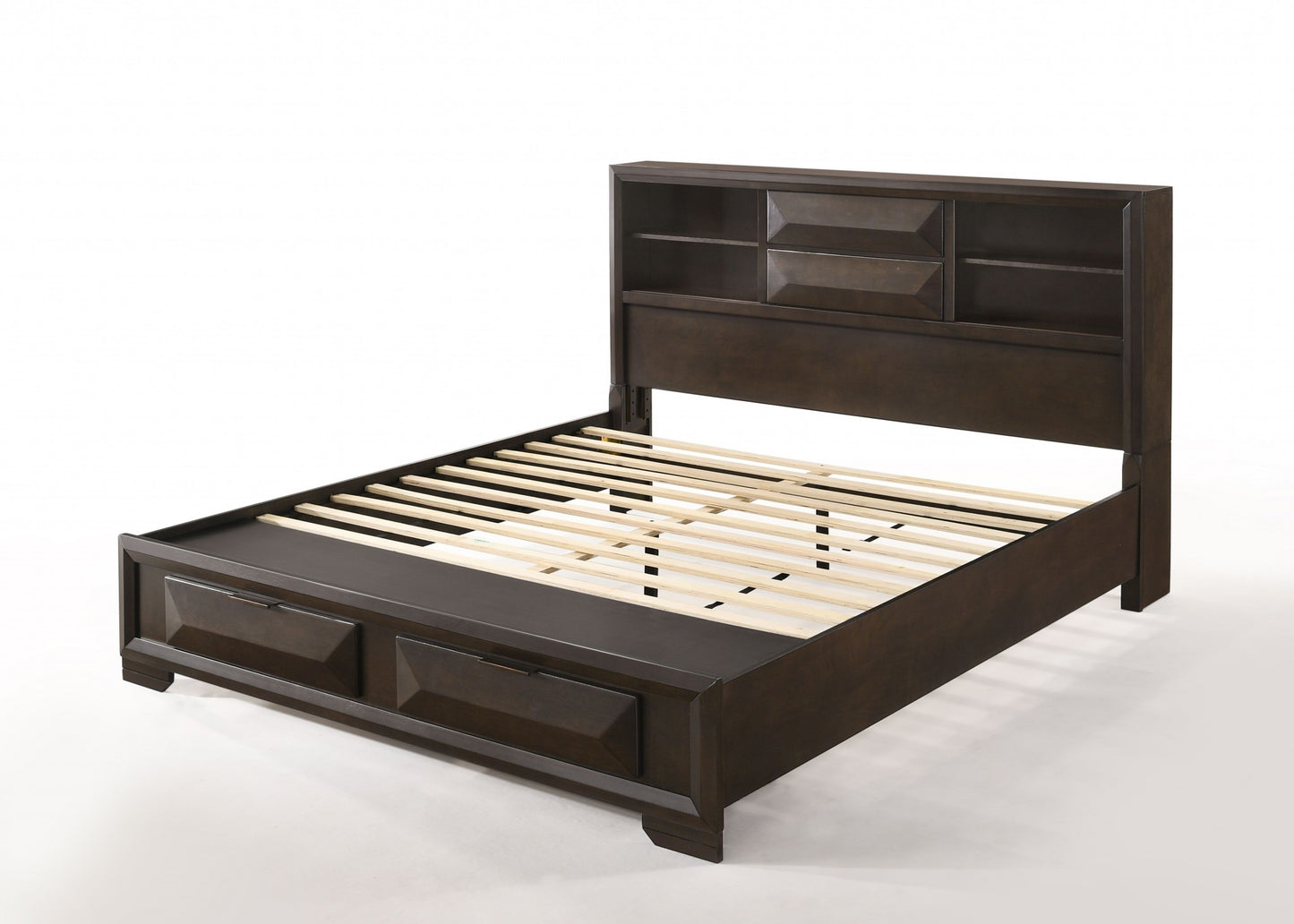 Espresso Eastern King Storage Bed By Homeroots | Beds | Modishstore - 2