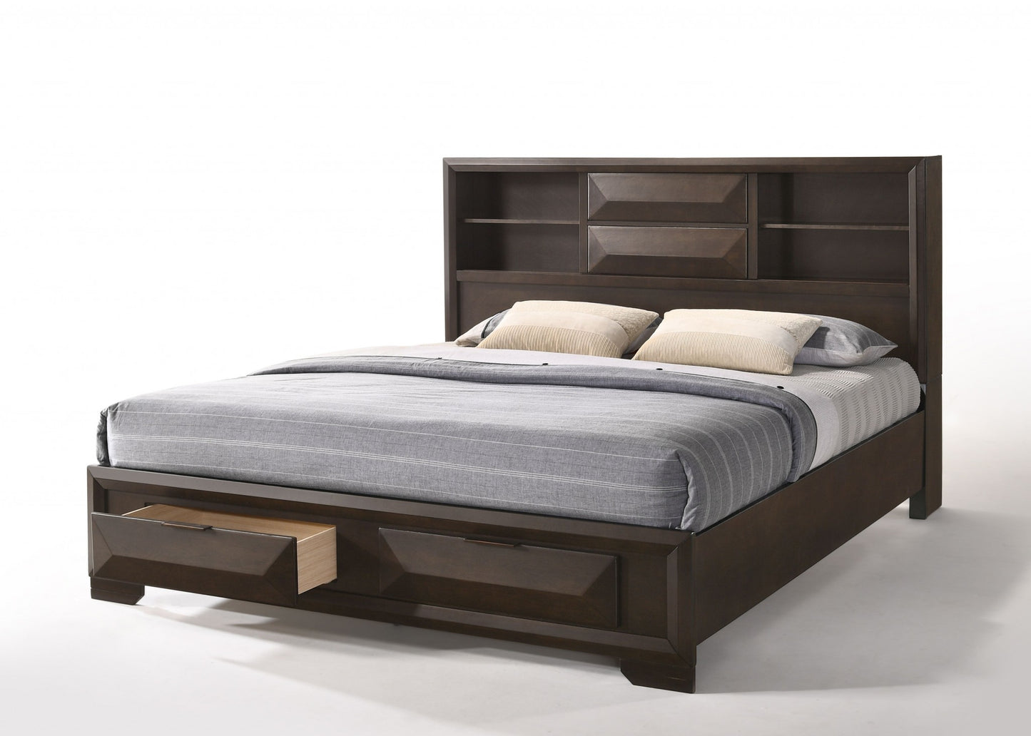 Espresso Eastern King Storage Bed By Homeroots | Beds | Modishstore - 3