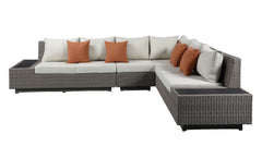 Beige Fabric And Gray Wicker Patio Sectional Sofa Set By Homeroots