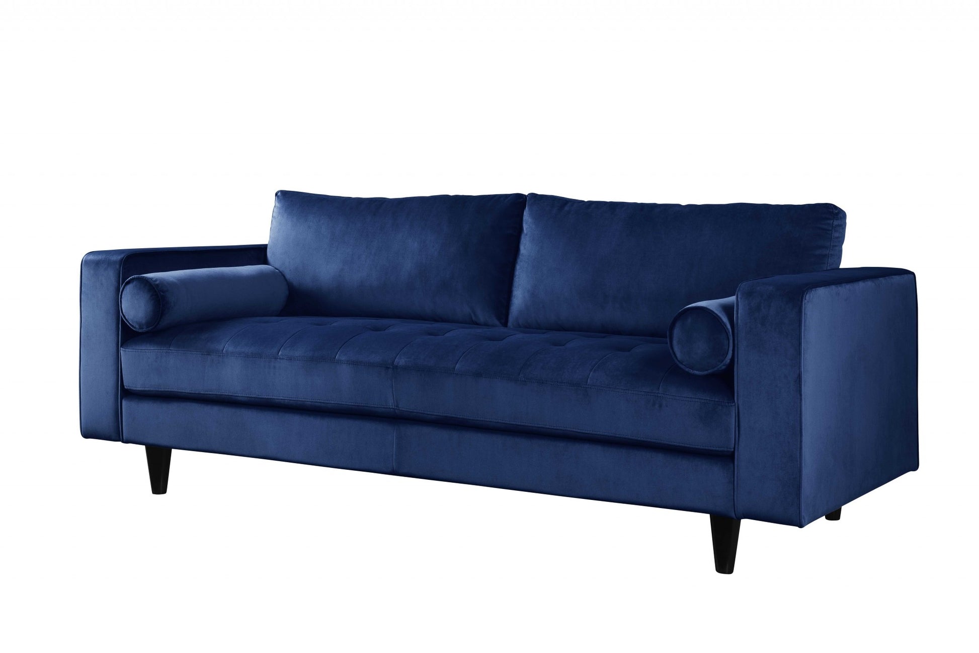 Navy Velvet Sofa w Pillows By Homeroots | Sofas | Modishstore - 2