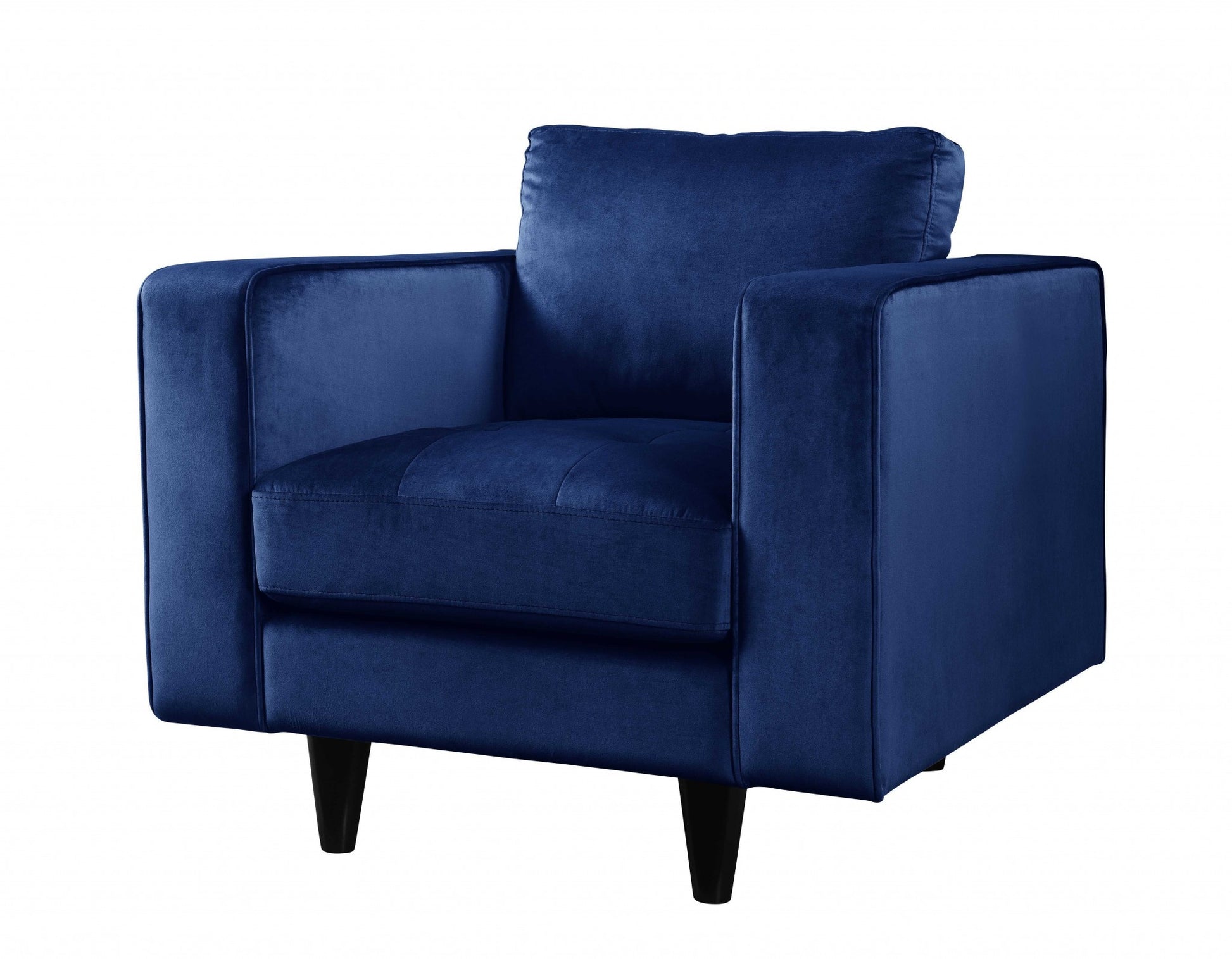 Navy Velvet Chair By Homeroots | Accent Chairs | Modishstore - 2