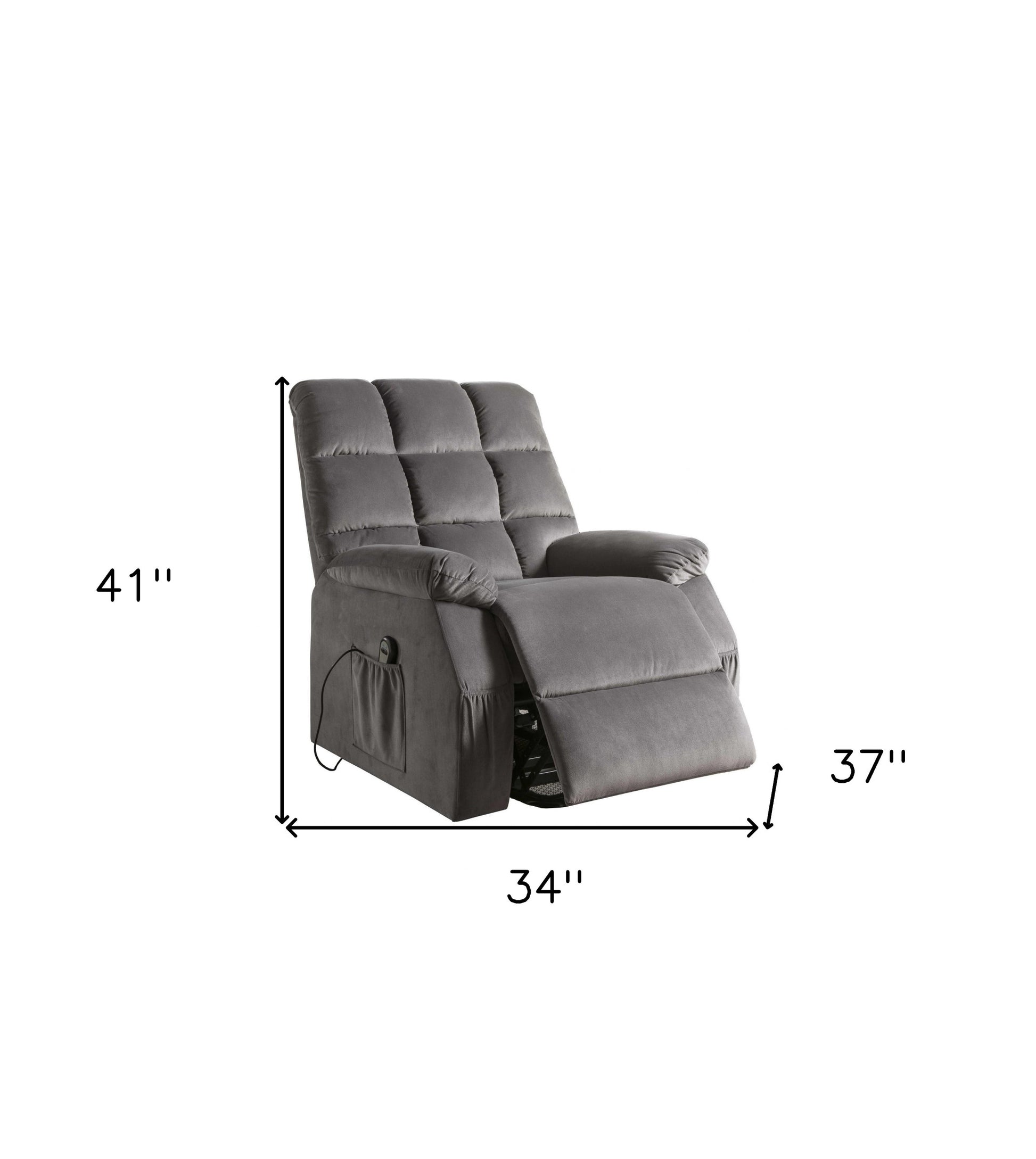 34" Gray Recliners By Homeroots | Recliners | Modishstore - 5