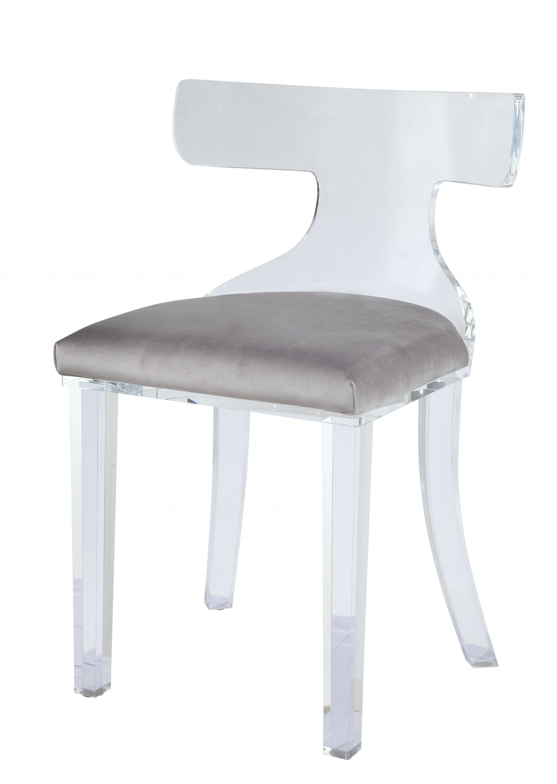 Gray Velvet And Clear Acrylic Accent Chair By Homeroots | Accent Chairs | Modishstore