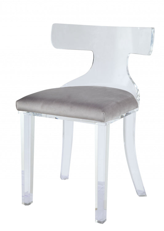 Gray Velvet And Clear Acrylic Accent Chair By Homeroots | Accent Chairs | Modishstore